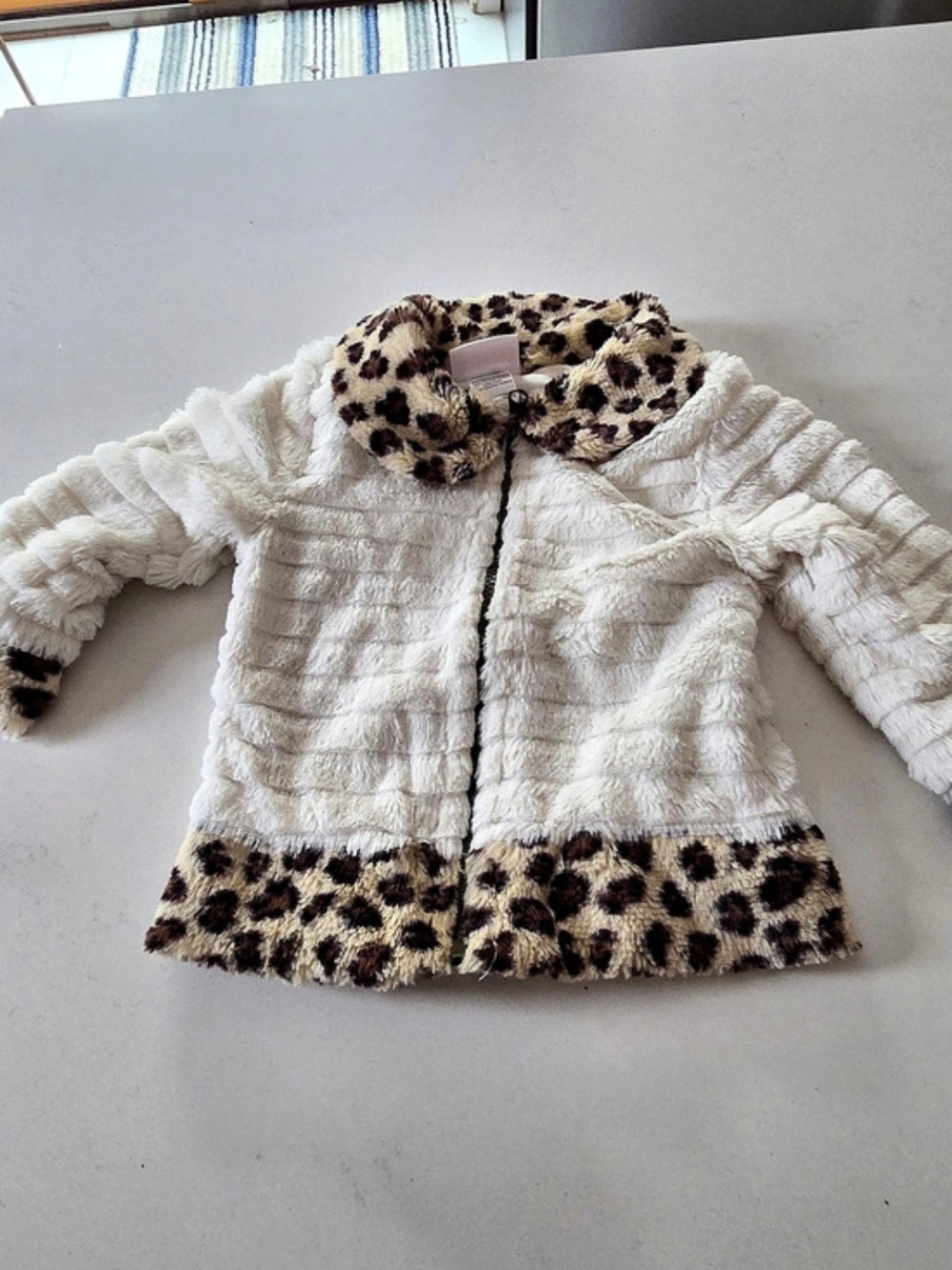 Little Lass Leopard Print Faux Fur Jacket Baby 18M